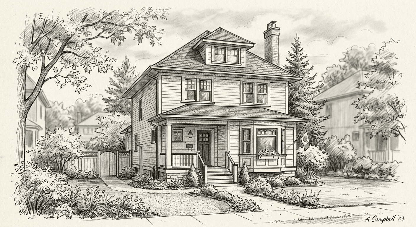Pencil sketch of a house